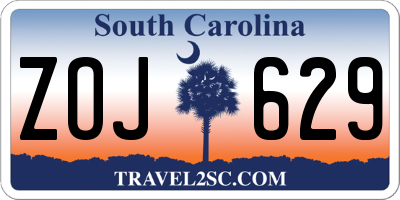SC license plate ZOJ629