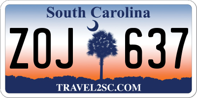 SC license plate ZOJ637
