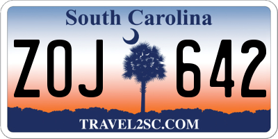 SC license plate ZOJ642