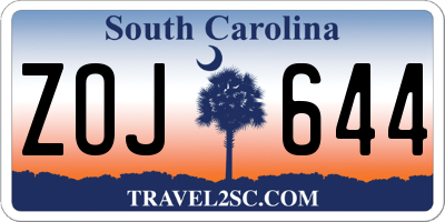 SC license plate ZOJ644