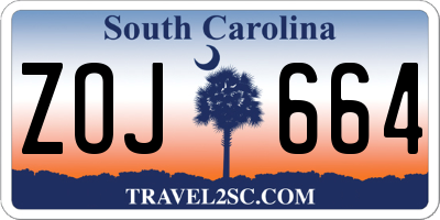 SC license plate ZOJ664