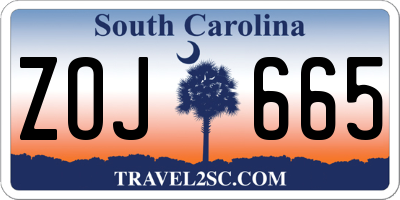 SC license plate ZOJ665