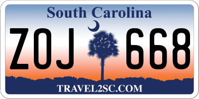 SC license plate ZOJ668