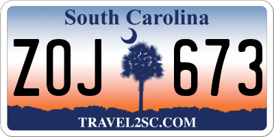 SC license plate ZOJ673