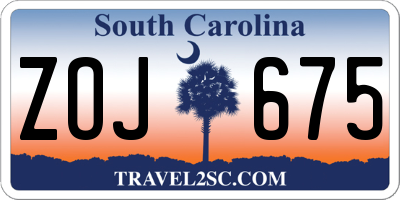 SC license plate ZOJ675