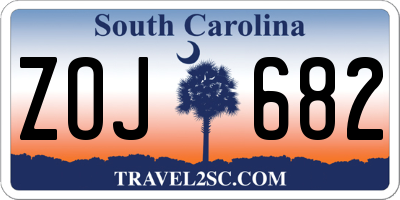 SC license plate ZOJ682