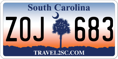 SC license plate ZOJ683