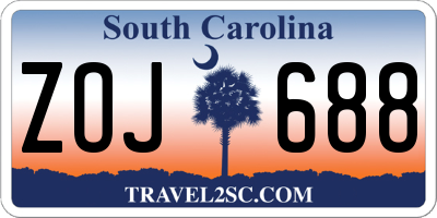 SC license plate ZOJ688