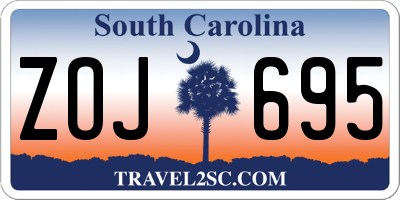 SC license plate ZOJ695
