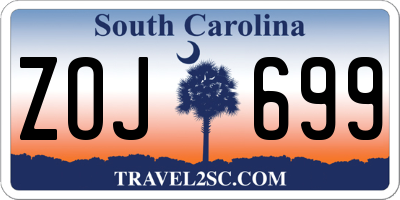 SC license plate ZOJ699