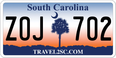 SC license plate ZOJ702