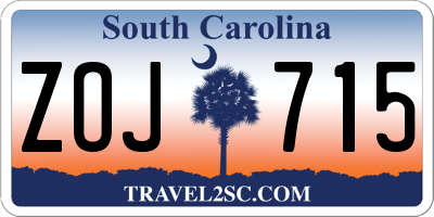 SC license plate ZOJ715