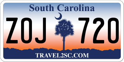 SC license plate ZOJ720