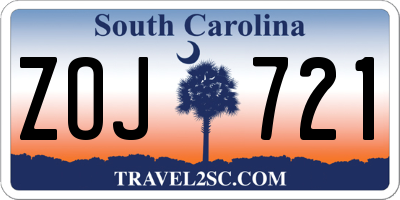 SC license plate ZOJ721