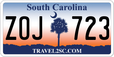 SC license plate ZOJ723