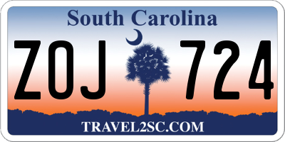 SC license plate ZOJ724