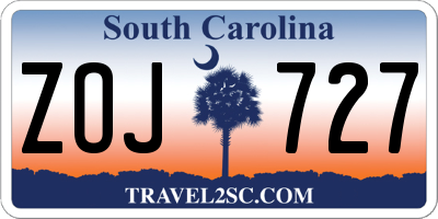 SC license plate ZOJ727
