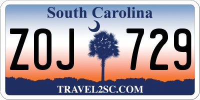 SC license plate ZOJ729