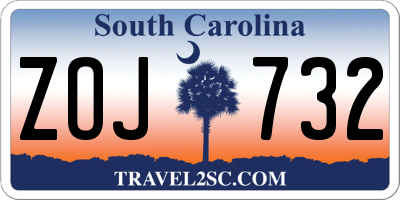 SC license plate ZOJ732