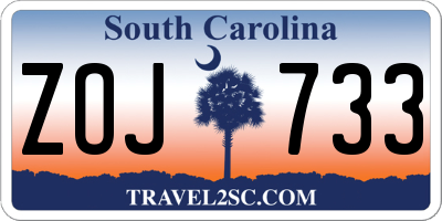 SC license plate ZOJ733