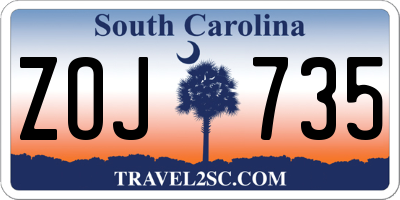 SC license plate ZOJ735