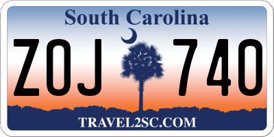 SC license plate ZOJ740