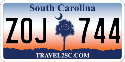 SC license plate ZOJ744