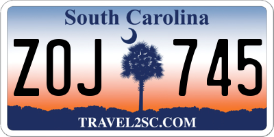 SC license plate ZOJ745