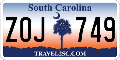 SC license plate ZOJ749
