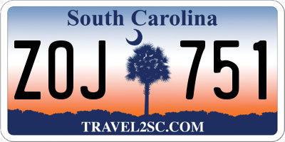 SC license plate ZOJ751