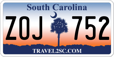 SC license plate ZOJ752