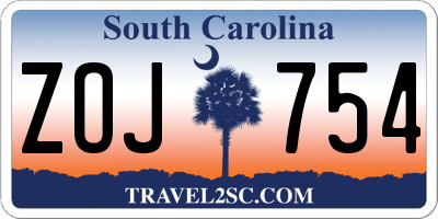 SC license plate ZOJ754