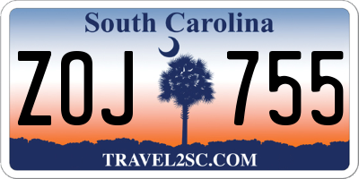 SC license plate ZOJ755