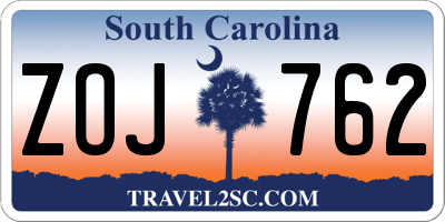 SC license plate ZOJ762