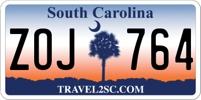 SC license plate ZOJ764