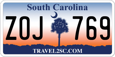 SC license plate ZOJ769