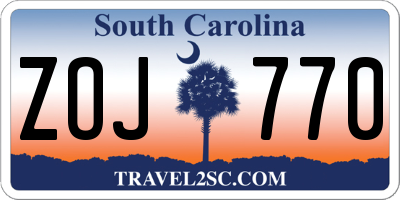 SC license plate ZOJ770