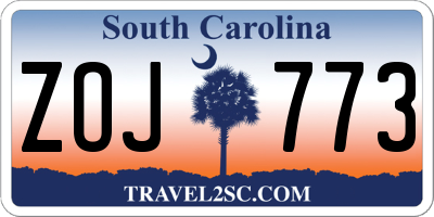 SC license plate ZOJ773