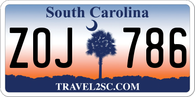 SC license plate ZOJ786