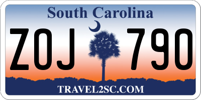 SC license plate ZOJ790