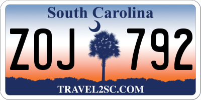 SC license plate ZOJ792