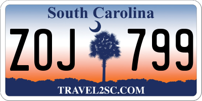SC license plate ZOJ799