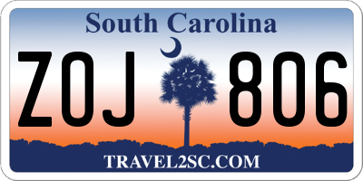 SC license plate ZOJ806