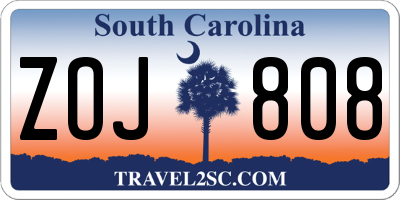 SC license plate ZOJ808