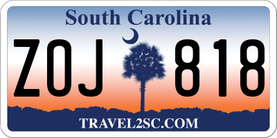 SC license plate ZOJ818