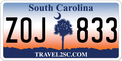 SC license plate ZOJ833