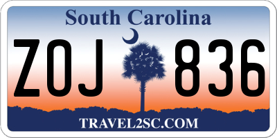 SC license plate ZOJ836