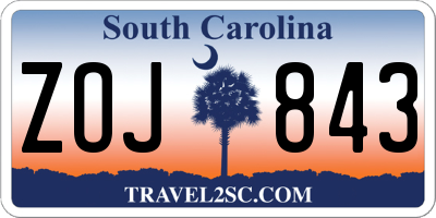 SC license plate ZOJ843