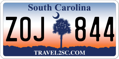 SC license plate ZOJ844