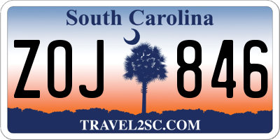 SC license plate ZOJ846